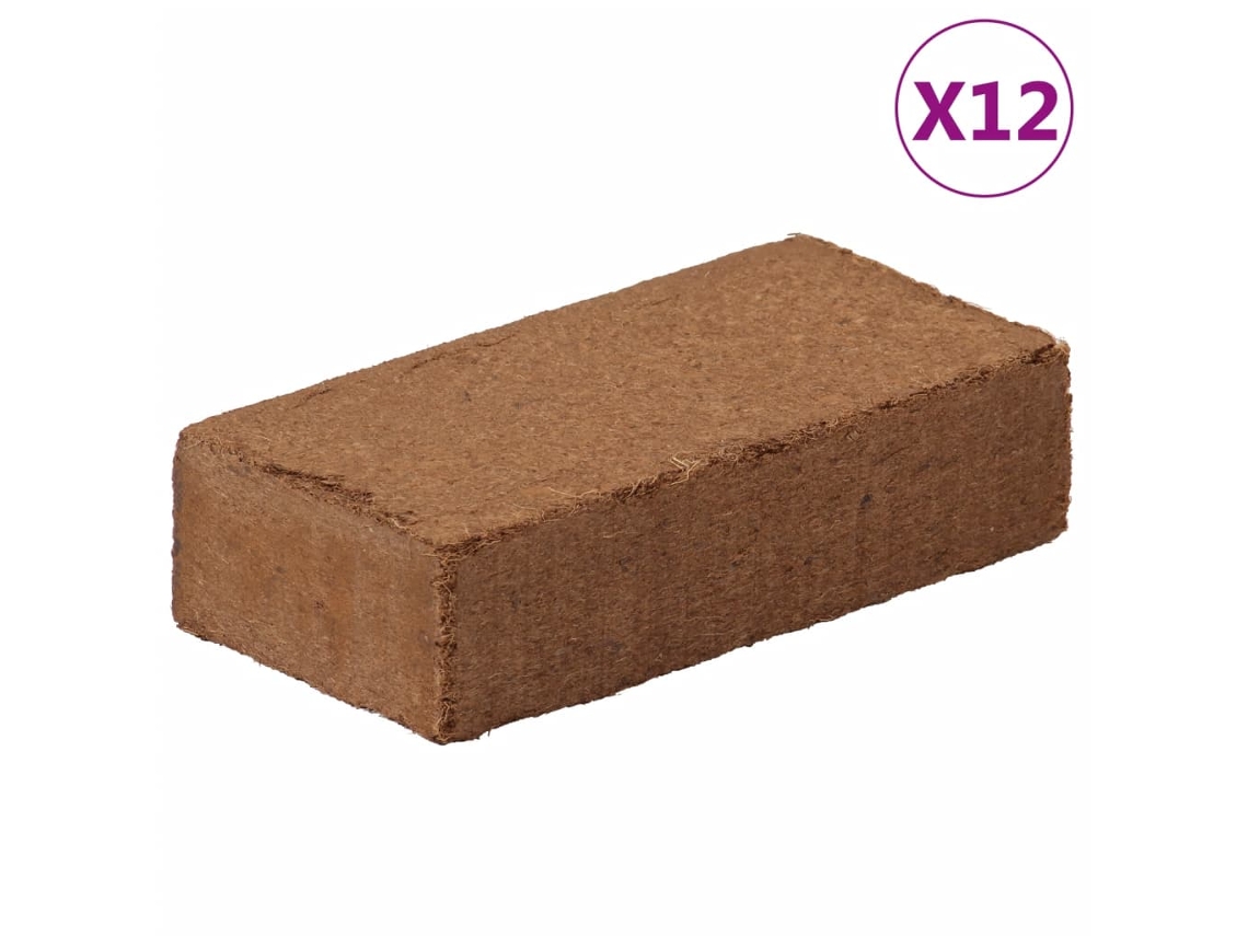 Conjunto 12 Bloques de fibra de coco VIDAXL 650 g cada uno 7,8 kg total
