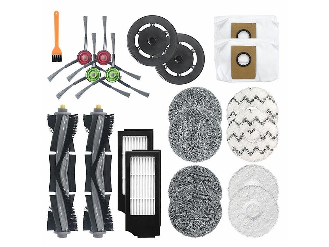 21pcs escova lateral principal esfregona pano saco de pó filtro hepa para ecovacs