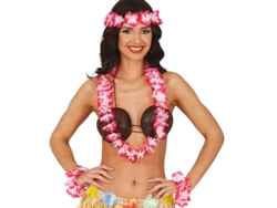 Kit de Hawaiana rojo Collar, tocado y pulseras