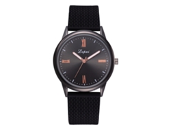 Reloj De Moda Para Mujer Con Correa De Silicona Y Esfera Redonda De Aleación, Movimiento De Cuarzo Negro.