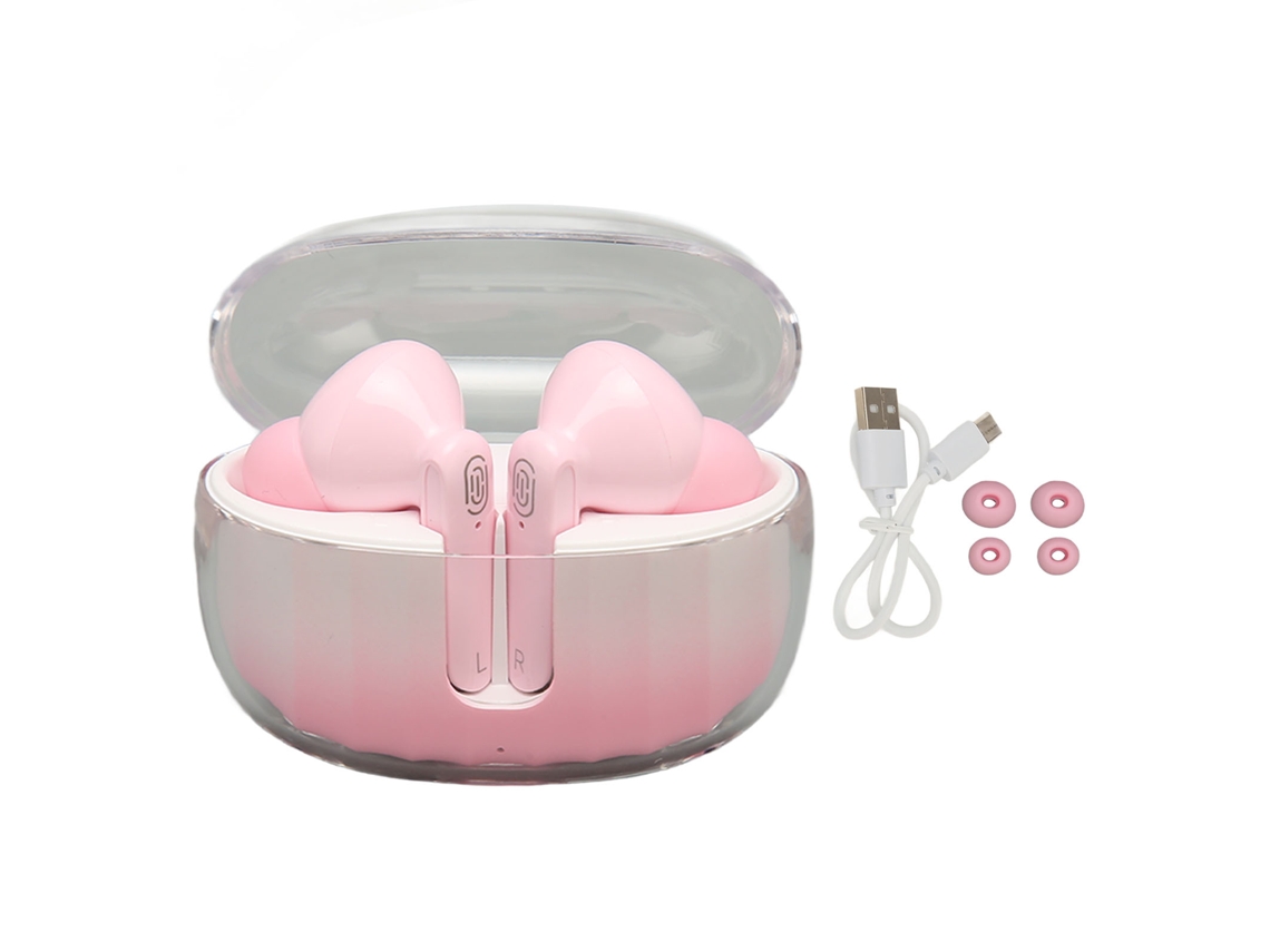 Auriculares Con Traductor, 144 Idiomas, Bluetooth 5.3, Cancelación De Ruido, Inalámbricos, Blanco Y Rosa.