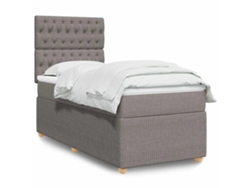 Cama Box Spring Con Colchón Tela Gris Taupe 80x200 Cm