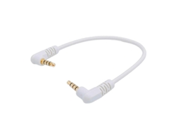 Cable de audio de 20 cm con conectores de 3,5 mm y 4 segmentos con conectores de doble ángulo para canales izquierdo/derecho y micrófonos en color blanco