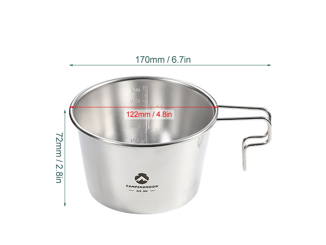 Copo Sierra De Aço Inoxidável 600ml Com Marcação De Volume Para Camping Hiking Picnic Outdoor