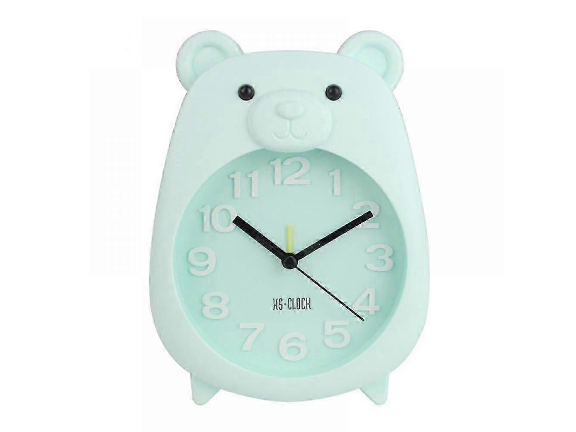 Reloj despertador infantil Saytay, diseño de dibujos animados con osito de peluche, reloj de mesa para decoración del hogar y estudiantes, niños GOKOCO (azul)