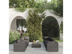 Conjunto de muebles de jardín con cojines, mimbre gris PE Dkd Home Decor