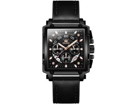 VEANXIN Reloj cronógrafo para hombre, reloj de cuarzo con correa de cuero a la moda para hombre(negro)