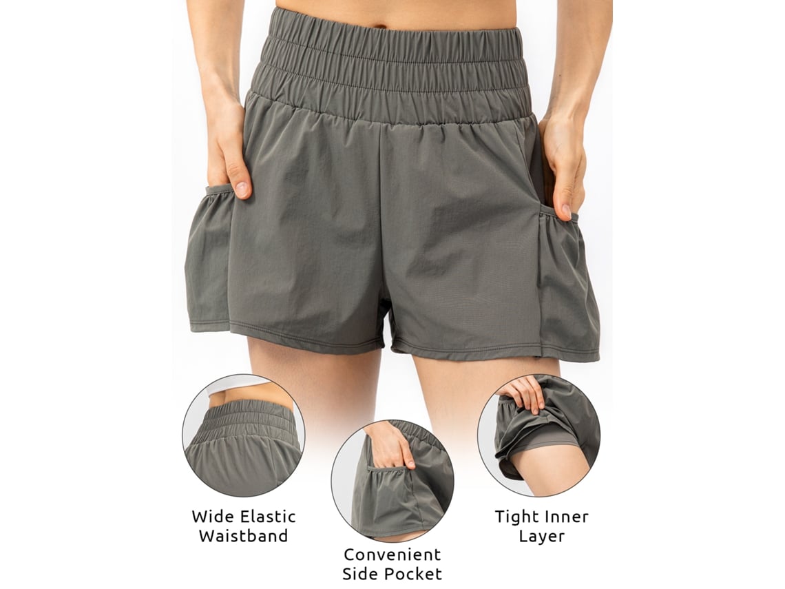 2026rebe-pantalones Cortos Deportivos Para Mujer 2 En 1 Con Bolsillos Cintura Elástica Secado Rápido Para Fitness Gimnasio Yoga Running