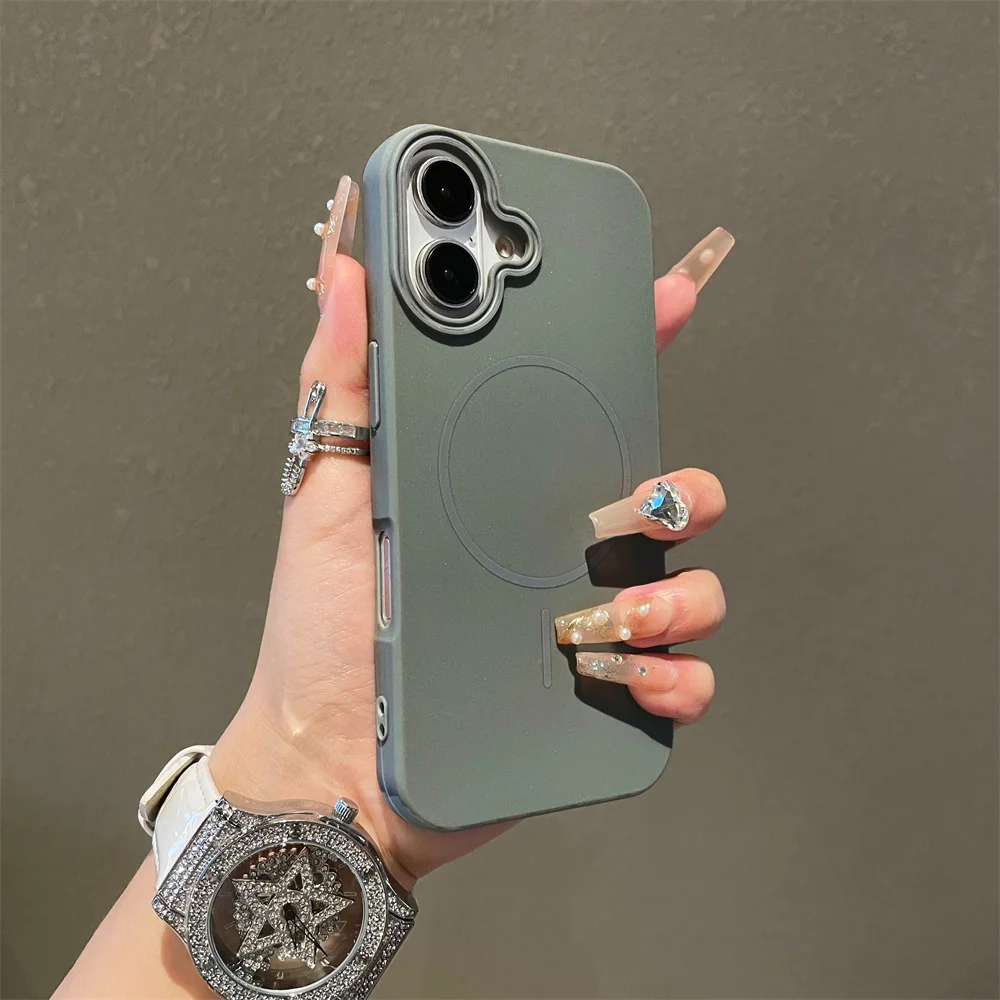 (iphone 16 Plus, Gris) Funda Ultradelgada Minimalista Magsafe Para Teléfono, Compatible Con Carga Inalámbrica, Funda Suave