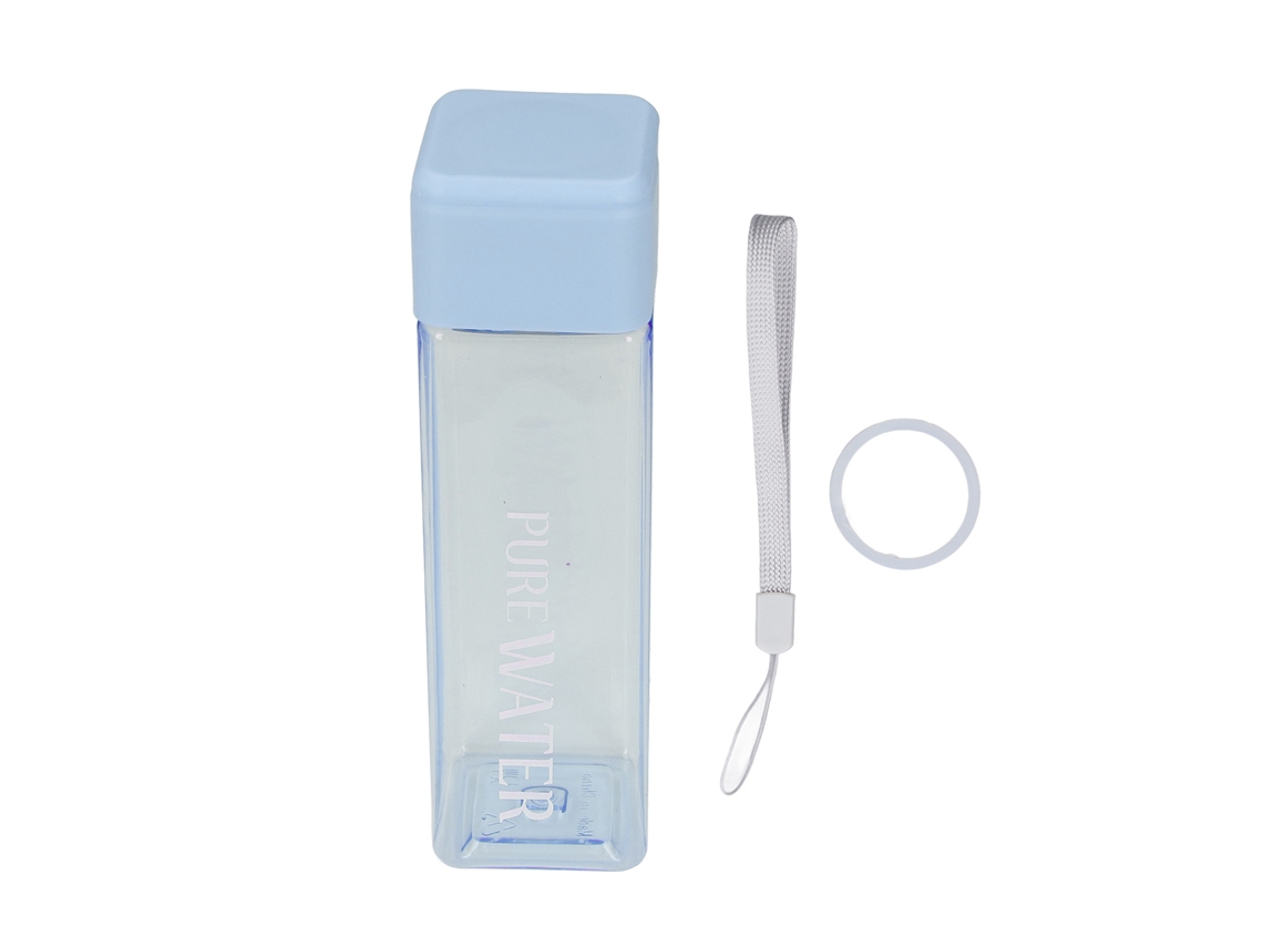 Botella De Agua Portátil Transparente De 500 Ml Con Correa Para La Muñeca, A Prueba De Fugas, Reutilizable, Azul.