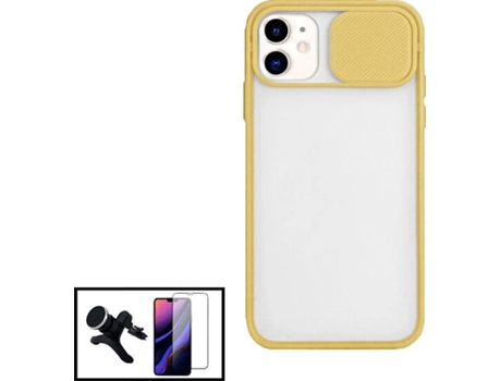 Carcasa + Protector + Soporte iphone SE 2020 PHONECARE Slide Window Anti Choque Frosted Amarillo 92275