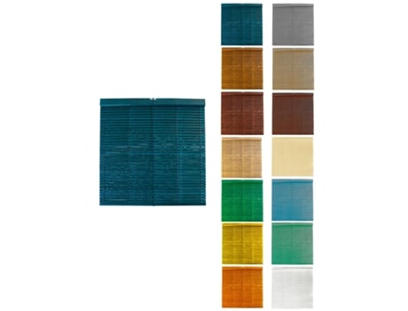 Persiana de Madera Alicantina Com Polea Metálica - Estor Enrollable para Ventanas, Puertas, Salón Azul (Barnizada) 130 x 200 cm