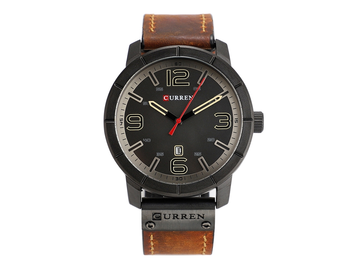 Reloj De Cuarzo Para Hombre Con Correa De Piel Sintética De Moda, Resistente Al Agua Hasta 3 Atm, Con Calendario.