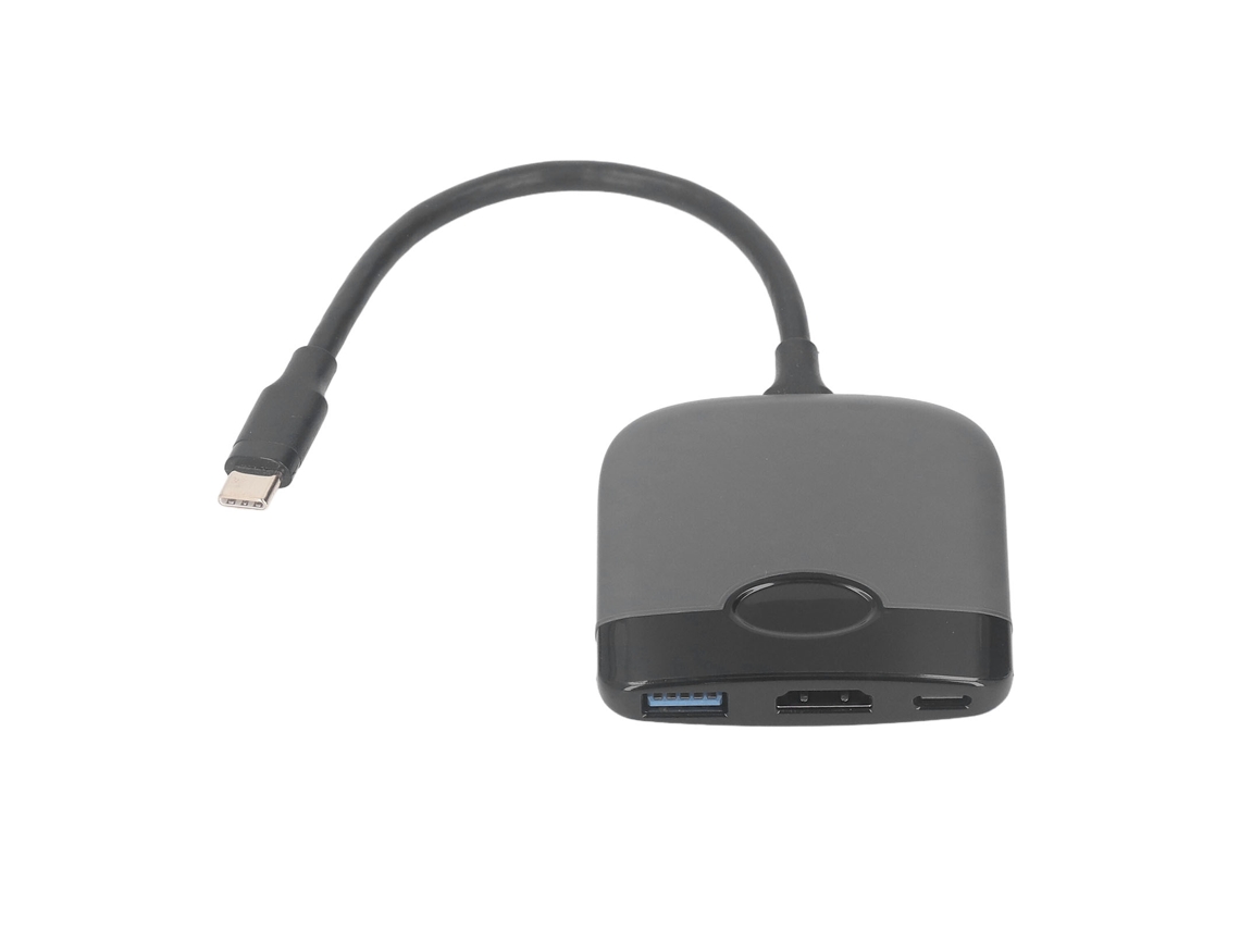 Adaptador Usb-c A 4k Hd, Estación De Acoplamiento 3 En 1 Con Usb 3.0 Y Pd De 55 W, Color Gris Y Negro.