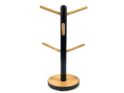 2026da-repisa De Madera En Forma De Árbol Para Exhibir Tazas Con 6 Ganchos Color Negro