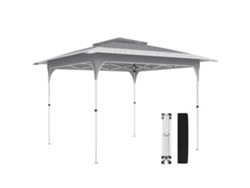 Tenda Dobrável 3,5x3,5 M Pop-up Com Altura Ajustável 3 Níveis Teto Duplo Fecho Central E Bolsa Upf50+ Cinzento