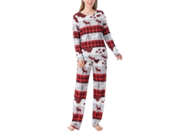Kkpm-conjunto De Pijamas Navideños Para Familia Coordinado Manga Larga Rojo Gris Talla 2xl Mujer