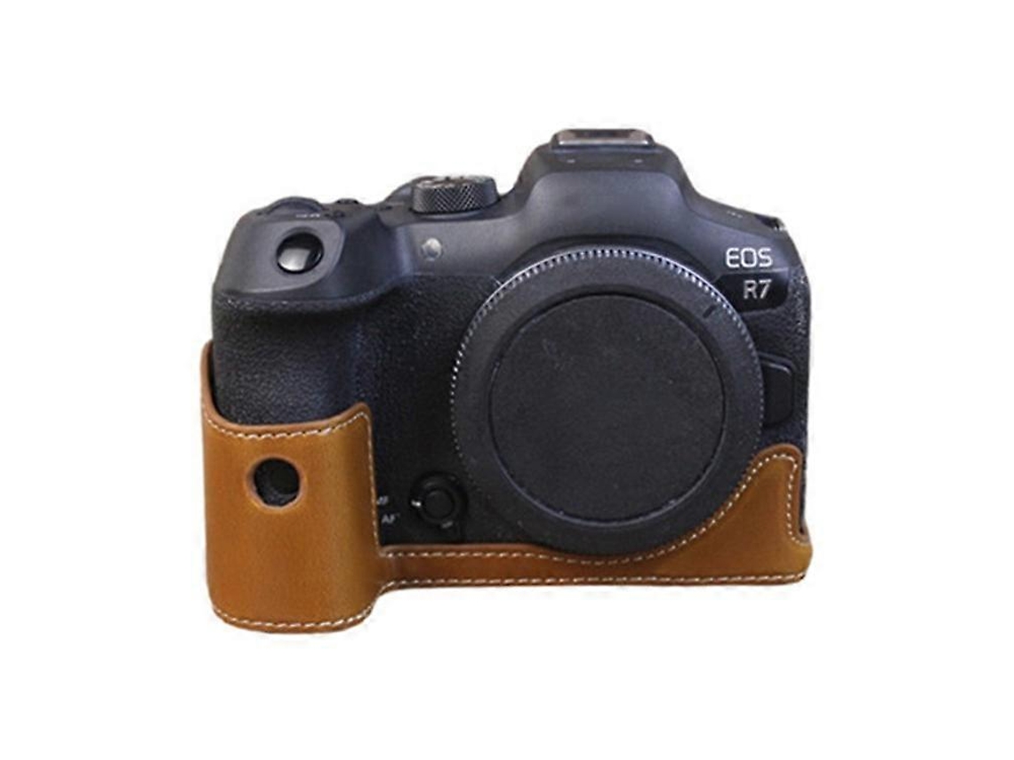 Estuche protector de piel sintética con apertura para batería compatible con la cámara digital Canon Eos R7 Facpoet