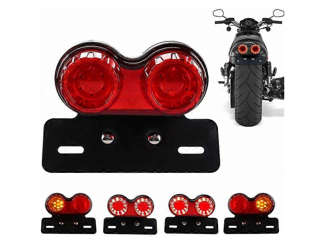 Rebe-luz Trasera Led Para Moto Con Freno Señales De Giro Luz De Matrícula Soporte Para Harley Lente Roja
