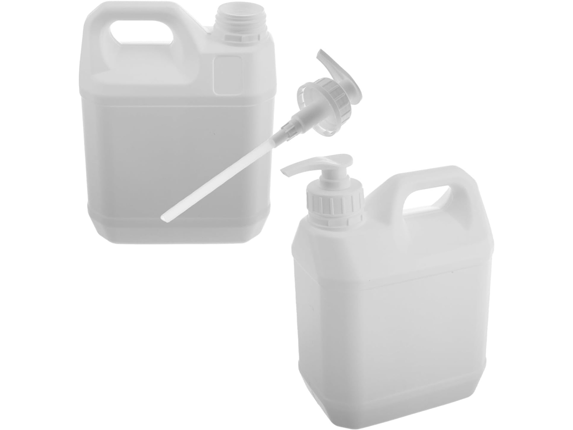 Lot De 2 Flacons Distributeurs À Pompe 2l En Plastique Blanc Opaque Réservoir De Stockage Liquide...