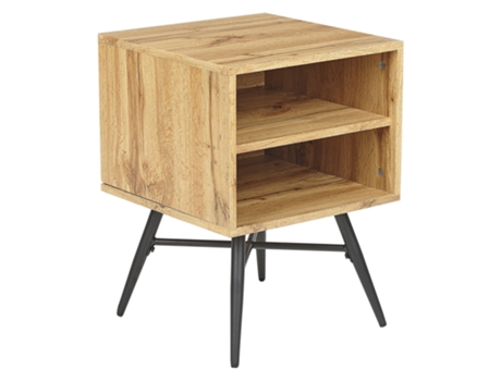 Mesa de noche madera clara/negro 40 x 40 cm BELIANI Lubock