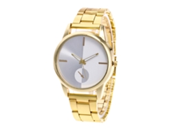 Reloj De Pulsera Unisex Zhoulianfa De Acero Inoxidable Con Brazalete De Cuarzo, Estilo Casual, Color Dorado.