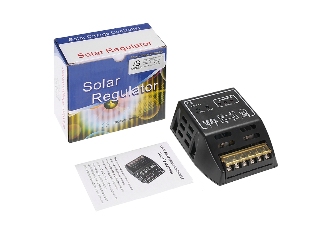 Controlador De Carga Solar Pwm Anself De 20 A Y 12 V/24 V Con Protección Para Batería Y Panel Solar.