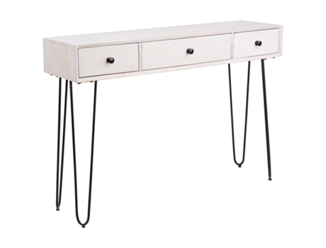 Consola 3 cajones de madera de mango blanco crema BELIANI Minto