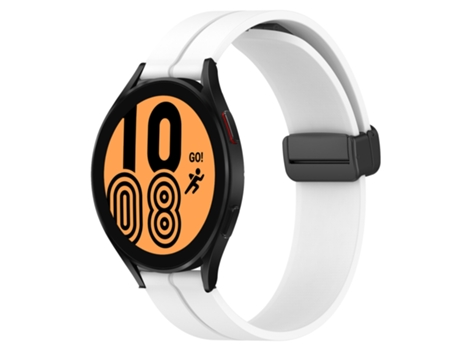 Correa de reloj inteligente para Samsung Galaxy Watch4 40 mm 20 mm Correa de reloj de silicona con cierre magnético de color sólido (blanco)