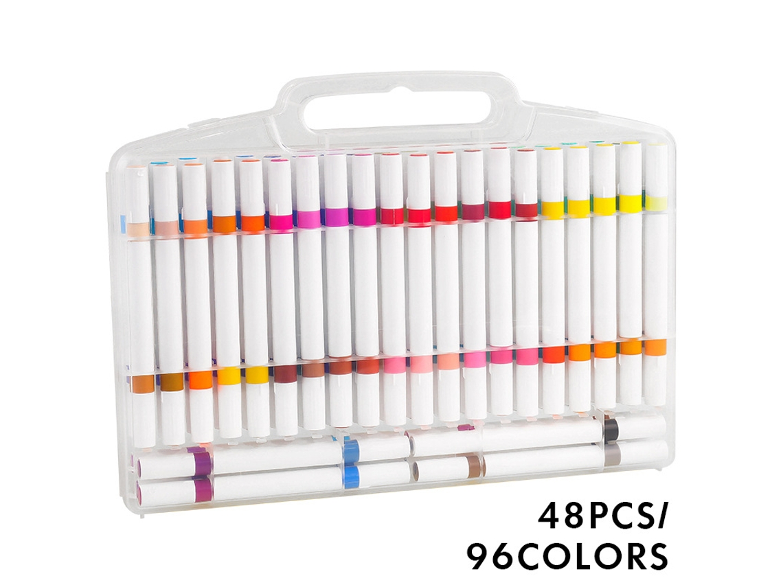 Juego de rotuladores Yuysan de doble punta y dos colores para pintar, ideal para estudiantes, grafiti y acuarela, 48 unidades, 96 colores