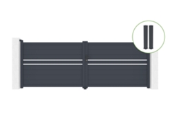 Puerta abatible 4m CIMONE H.140cm aluminio gris 2 postes 20x20cm H.166cm CASANOOV