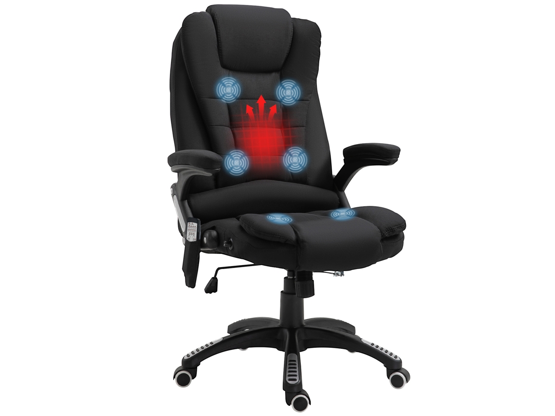Silla de oficina ergonómica con masaje, calefacción, reclinación y control remoto - Negra