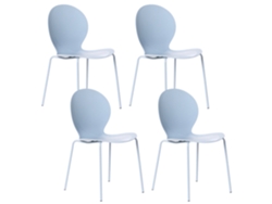 Conjunto De 4 Cadeiras De Jardim Beliani Milos De Polipropileno Azul 45x48x80