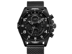 Reloj Hombre Bagari Luminoso Cuarzo Resistente Al Agua 3atm Correa Acero Inoxidable Negro