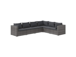 Conjunto 6 de muebles de jardín VIDAXL y cojines ratán sintético gris