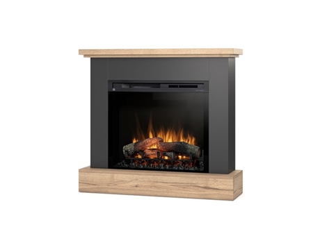 Chimenea eléctrica LED autoportante YUKON 28' 105 x 95 x 29 Negro / Roble claro OUTINFIRE