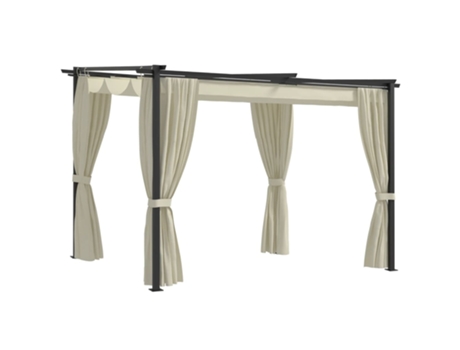 MAISON EXCLUSIVE Cenador con cortinas acero color crema 3x3 m