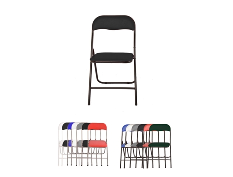 Silla Plegable Metálica Acolchada 45 x 44 x 80 cm – Silla Abatible Com cubierta Negro Estructura: Negra