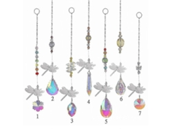 Paquete de 7 colgantes de libélula de cristal para crear arcoíris, ideales para decorar ventanas, bodas y jardines.