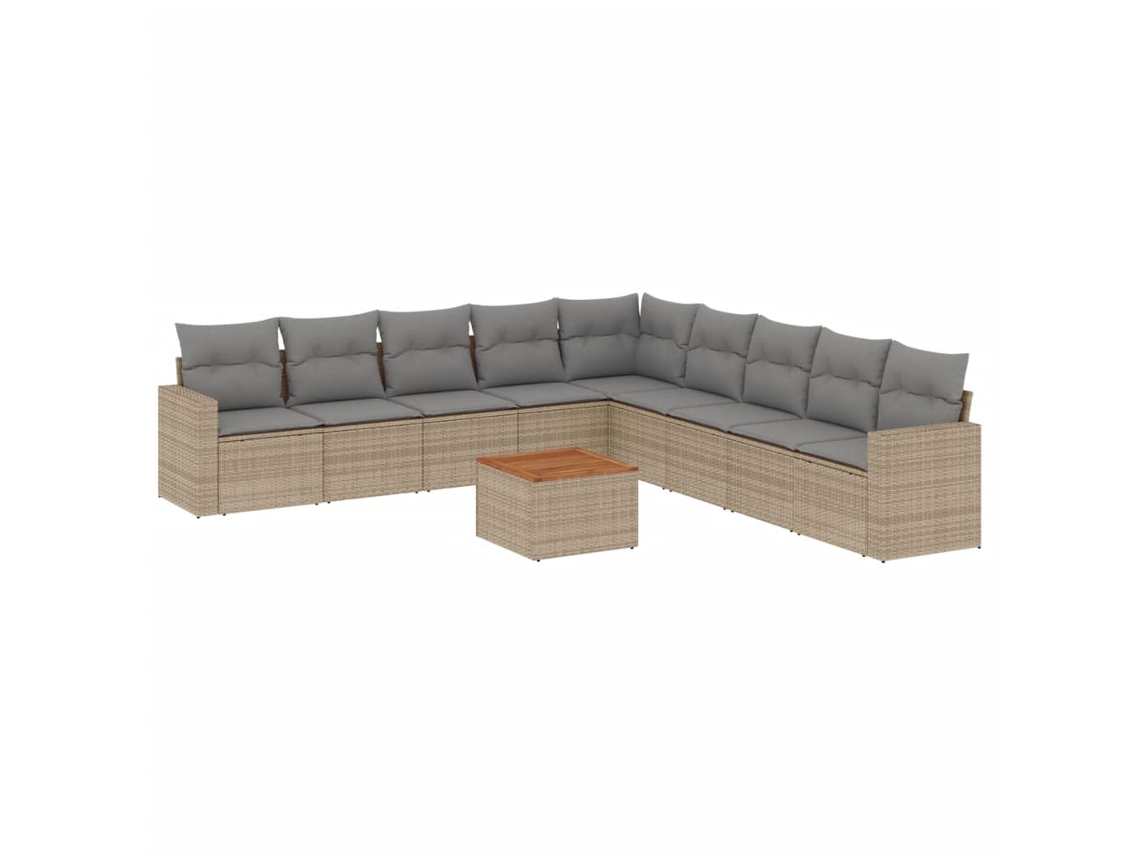 Conjunto 10 de sofás jardín con cojines beige VIDAXL ratán sintético