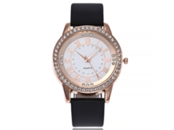 Reloj De Mujer Con Correa De Poliuretano, Movimiento De Cuarzo Y Estilo Sencillo (oro Rosa + Blanco).