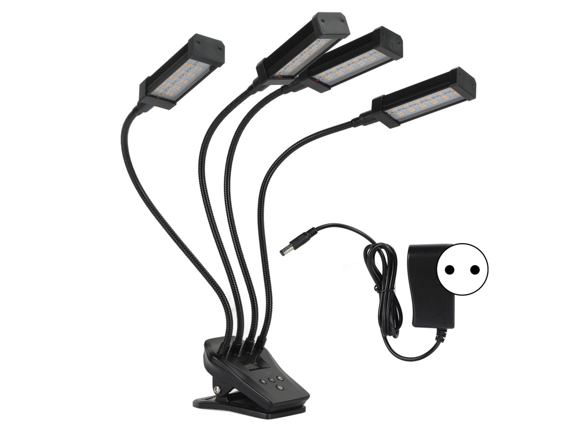 Lámpara De Cultivo De Plantas De 96 W Con 4 Cabezales, Pantalla Lcd, Espectro Completo, Enchufe Europeo.