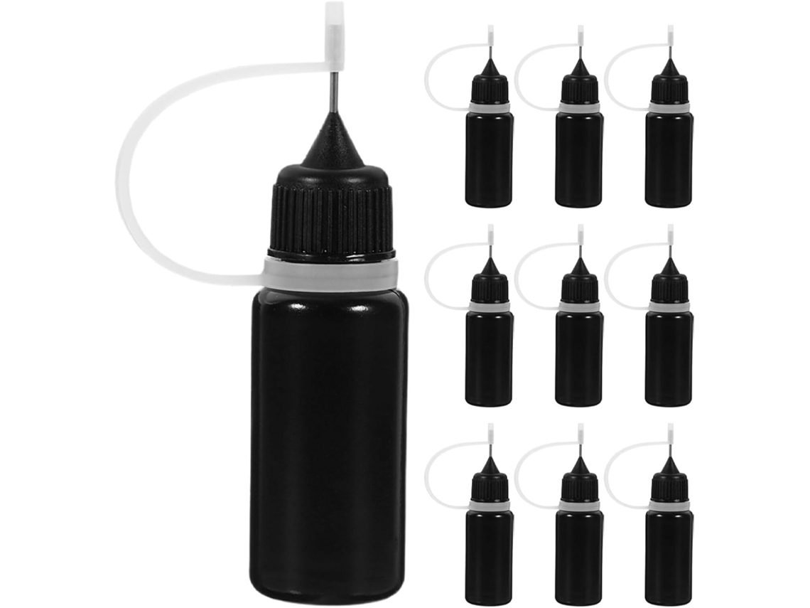 Flacons Applicateurs Souples 10 Ml Noirs 50 Pcs Embout Fin Précision Para Peinture Colle Y Huile...
