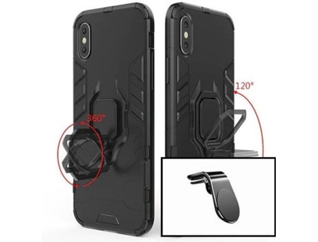Kit Soporte Magnético L Safe Driving Coche y Funda 3X1 Military Defender Xiaomi Redmi 9A Sport PHONECARE Negro