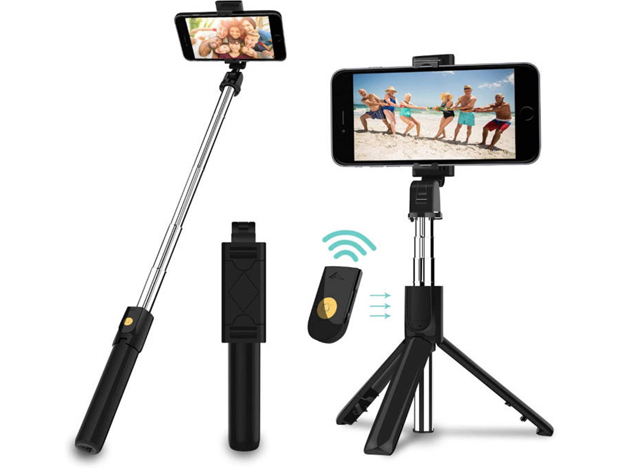 Selfie Stick KLACK Extensible Bluethooth Negro