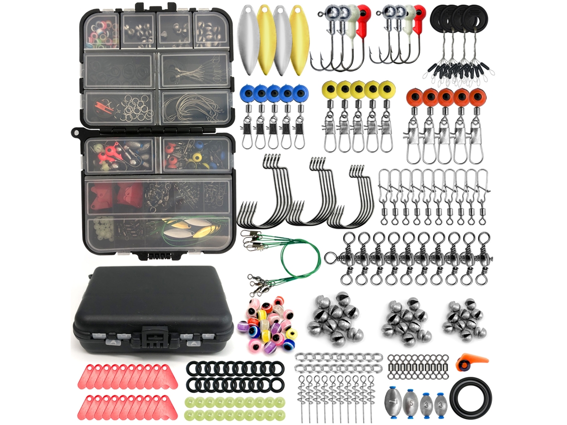 Kit de pesca MDUG, 226 piezas, caja para perlas, anzuelos, plomos y señuelos.