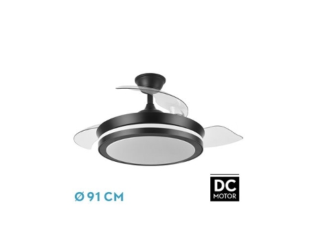 Ventilador DC Esparta Negro 72W 3 Aspas FABRILAMP