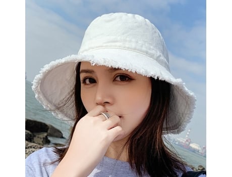 Sombrero ZMDECQNA Pescador Ala Ancha Borde Blanco