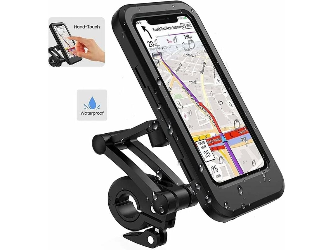 Soporte para teléfono de bicicleta impermeable, soporte para manillar de motocicleta para una conducción segura y estable, altura y dirección ajustables, T