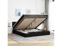 Estructura De Cama Otomana Con Colchón Tela Negra 160x200 Cm